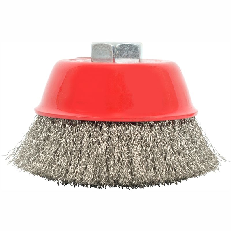 WIRE CUP BRUSH 100 X M14 CRIMPED STAINLESS STEEL BULK TCW