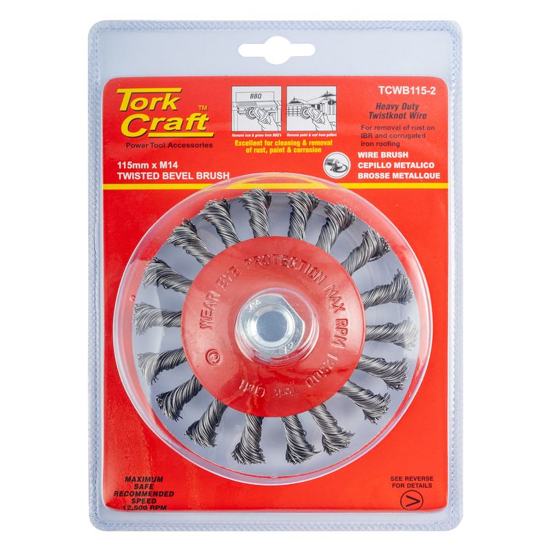 WIRE CUP BRUSH TWISTED BEVEL PLAIN 115MMXM14 BLISTER