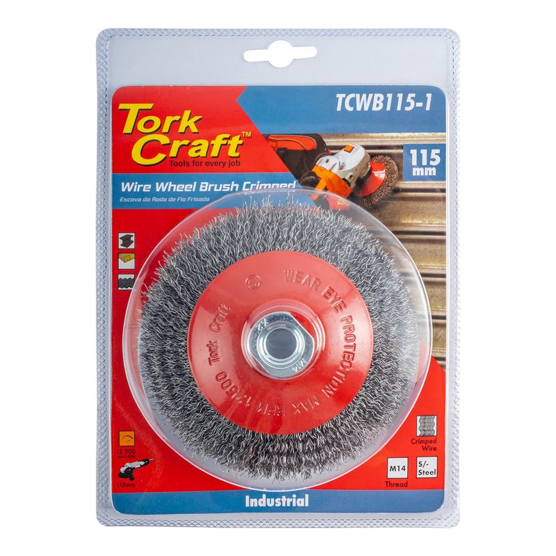 WIRE CUP BRUSH CRIMPED BEVEL PLAIN 115MMXM14 BLISTER