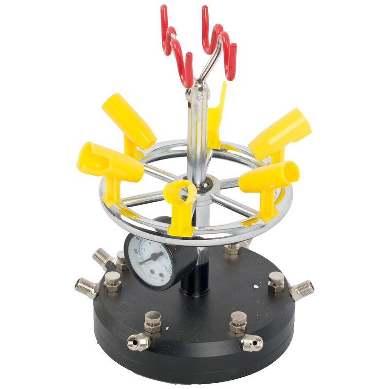 AIR BRUSH STAND (6) 6 PORTS &amp; PRESSURE GUAGE