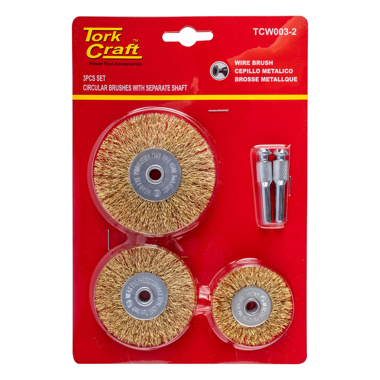 WIRE BRUSH SET 3PCE WITH SEPARATE SHAFT