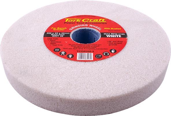 GRINDING WHEEL 200X25X32MM WHITE COARSE 36GR W/BUSHES FOR BENCH GRIN
