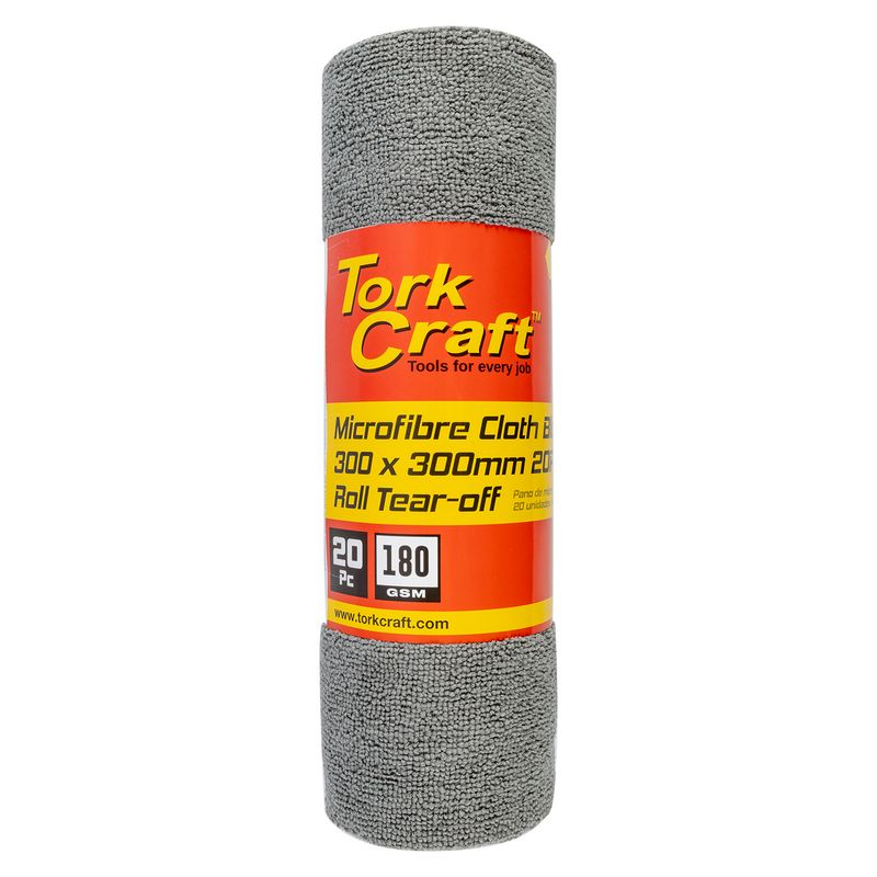 MICROFIBRE CLOTH BLUE 300MM X 300MM 20PC ROLL TEAR-OFF 180GSM