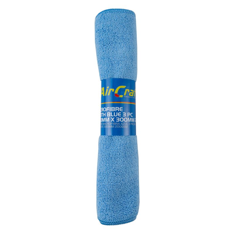MICROFIBRE CLOTH BLUE 3PC 300MM X 300MM 200GSM