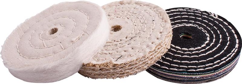 BUFFING WHEEL KIT 3PCS 100MM WHITE &amp; DENIM STICHED &amp; SISAL POLISHING
