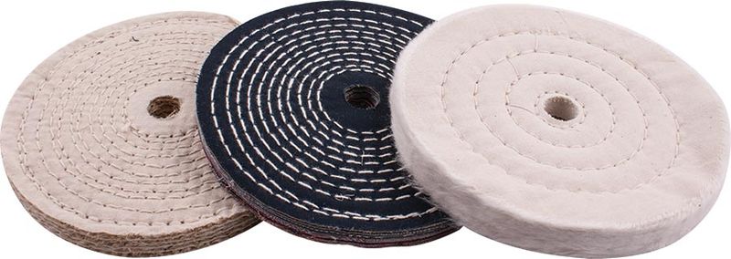 BUFFING WHEEL KIT 3PCS 150MM WHITE &amp; DENIM STICHED &amp; SISAL POLISHING