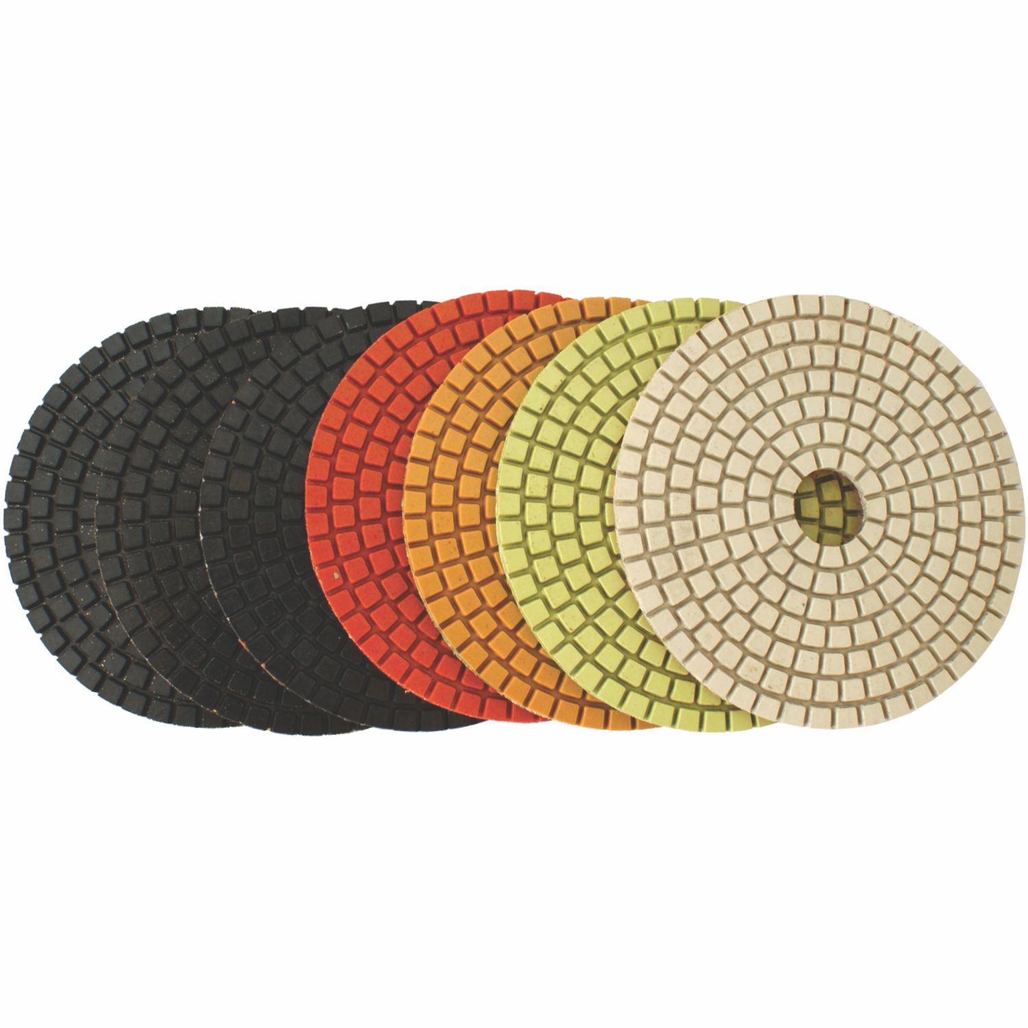 SET OF 7 DIAMOND WET POLISHING PADS 100MM
