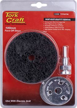FACE OFF DISC &amp; ARBOR 100MM CARDED FOR DRILL