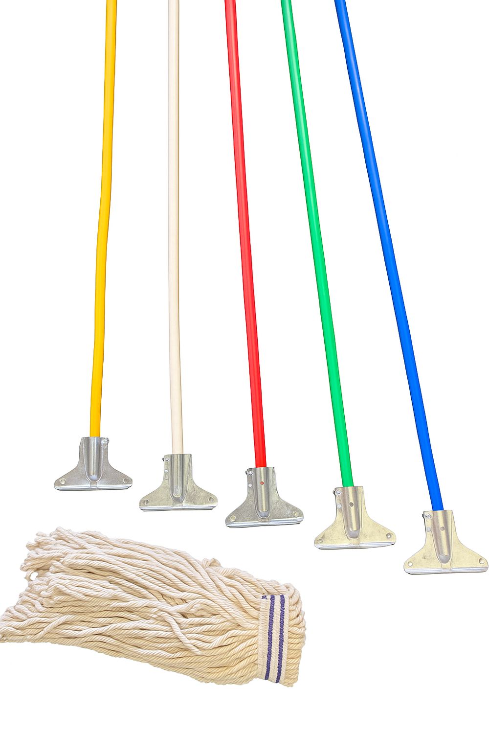 PVC COATED FAN MOP WOODEN HANDLE WITH METAL HOLDER - 1.5m