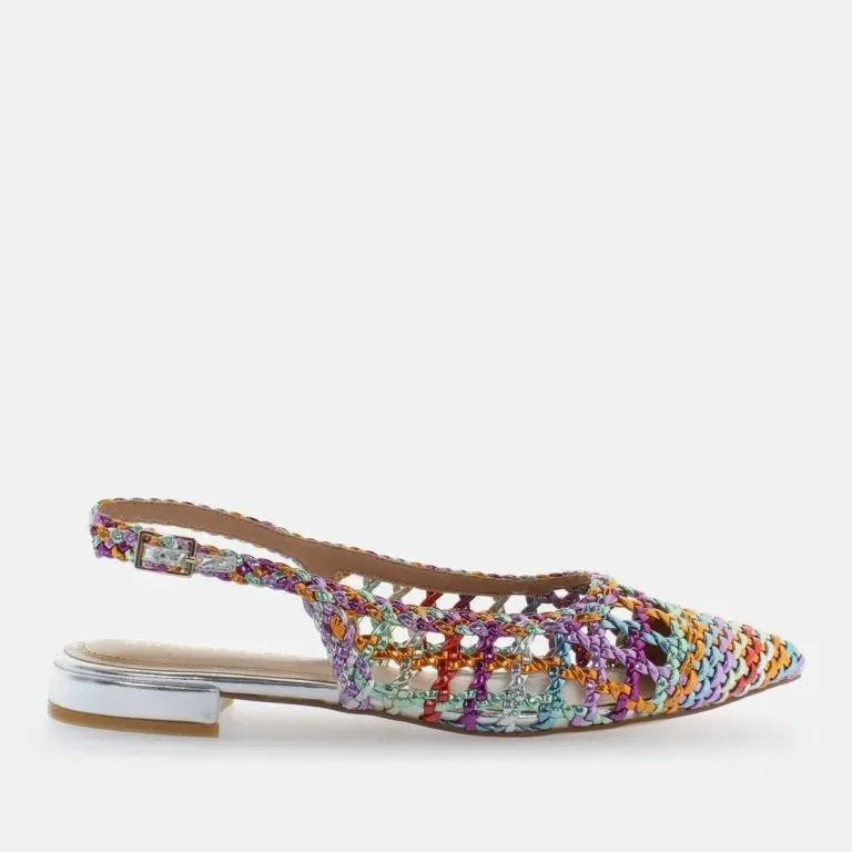Kharisma - Ballerine slingback intrecciate laminato rosa multicolor