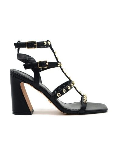 Kharisma - Sandali con borchie tacco grosso soft nero