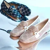 Mocassini beige jacquard
