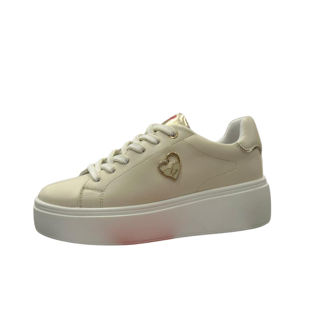 Braccialini - Sneaker donna beige e oro con cuore