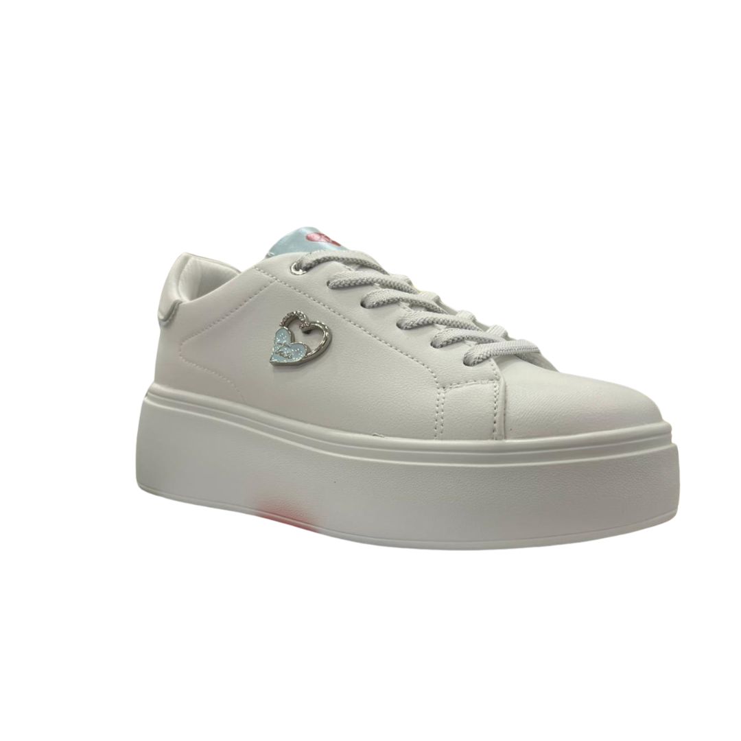 Braccialini - Sneaker donna bianca e azzurra con cuore