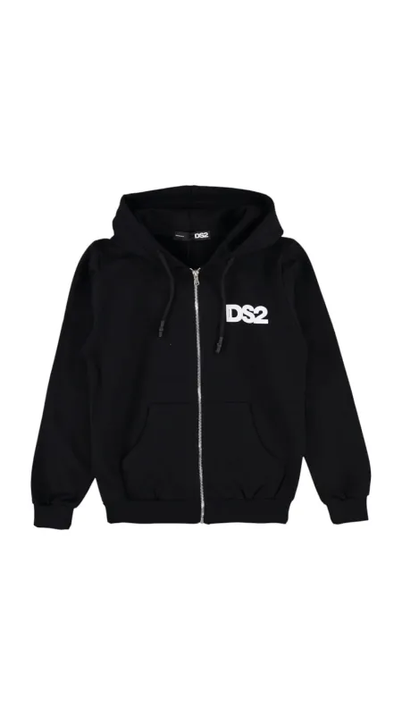 DS2 - Felpa nera uomo con cerniera