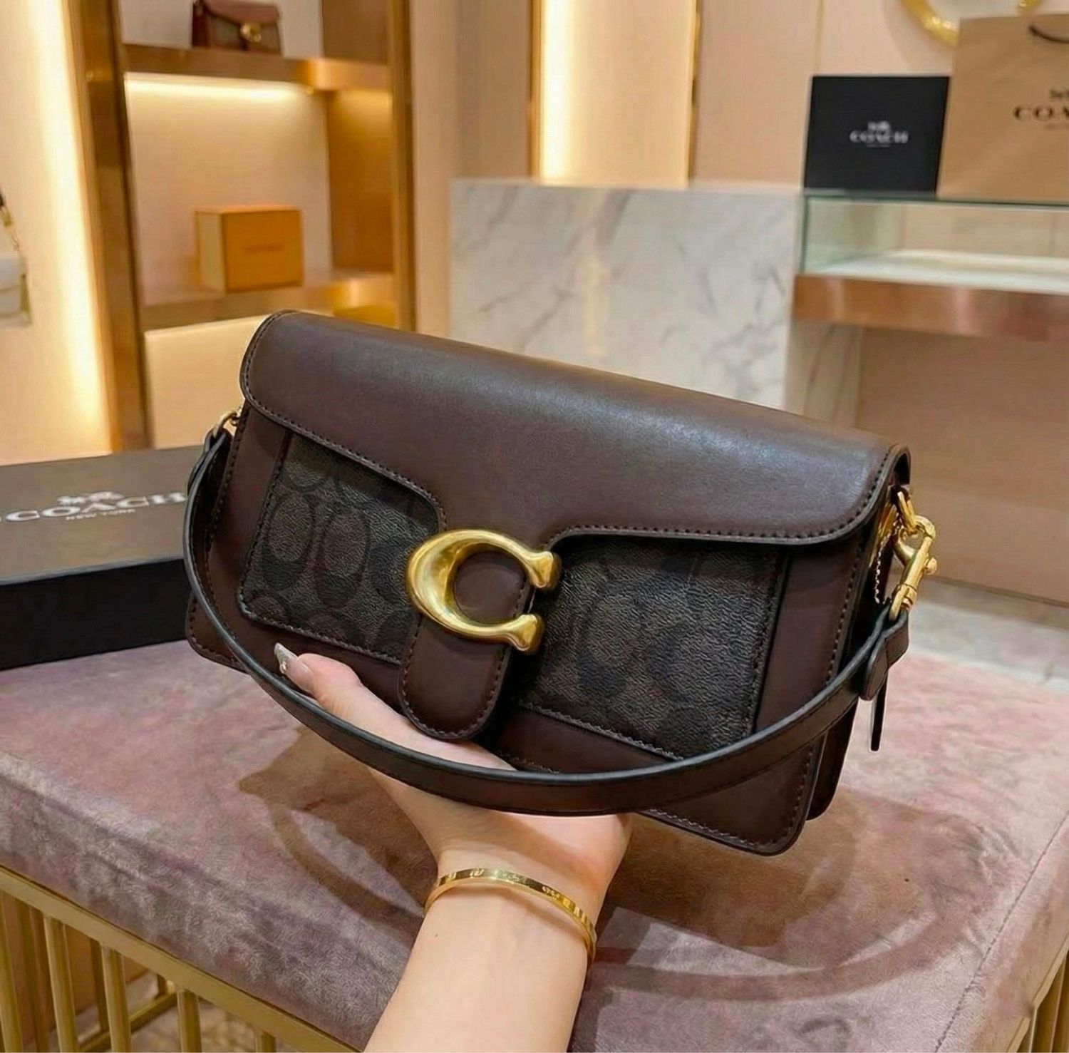 Tabby Bag Coated Canvas - Brown