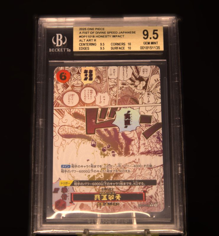 BGS 9.5, OP11-018 Rare Alt Art, Honesty Impact (JAP)