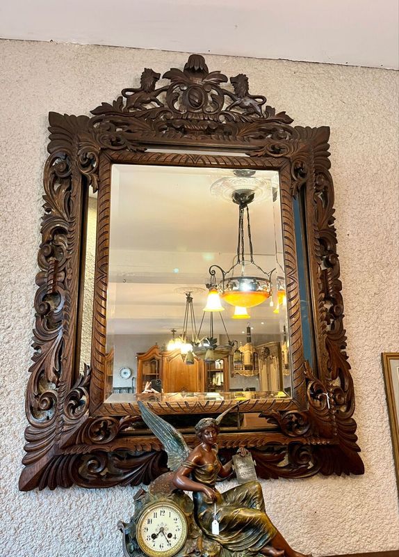 Miroir chêne sculpté - Style Henri II