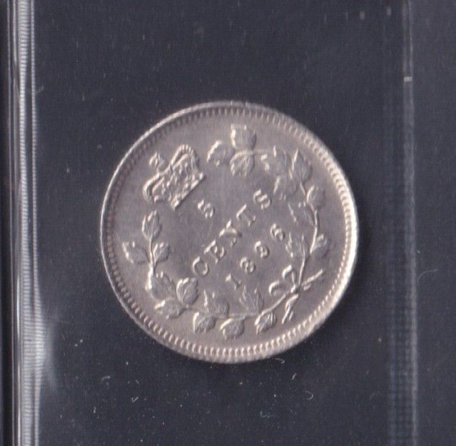 1896 – MS 64 – ICCS – 5 Cents Argent Sterling .925 Monnaies Canada