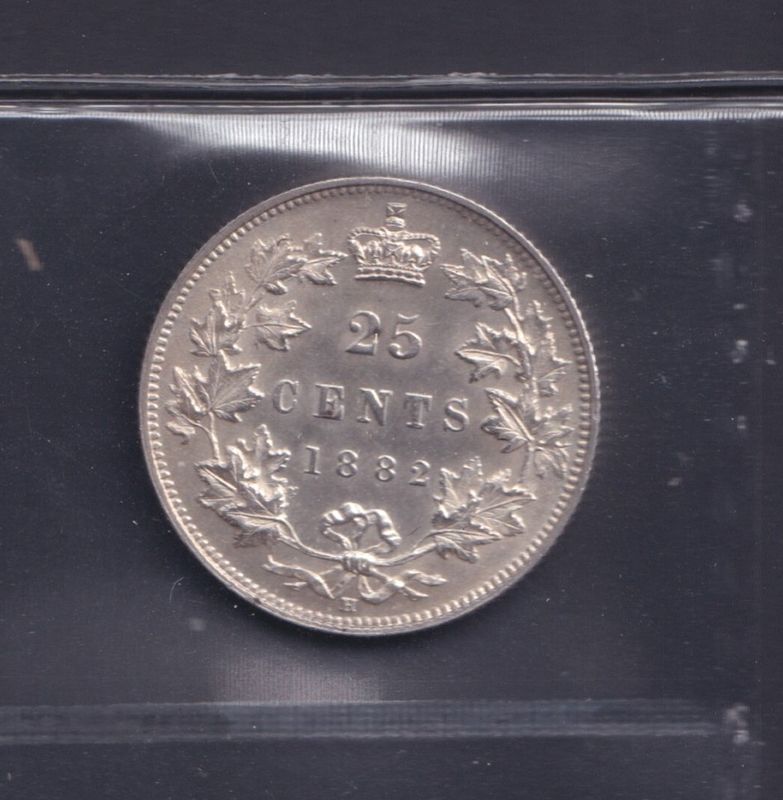 1882 H – MS 62 – ICCS – 25 Cents Argent Sterling .925 Monnaies Canada