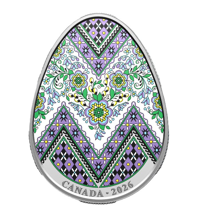 2026 - 20 $ Dollars Canada -  1 oz Argent fin .9999 - Oeuf Pysanka