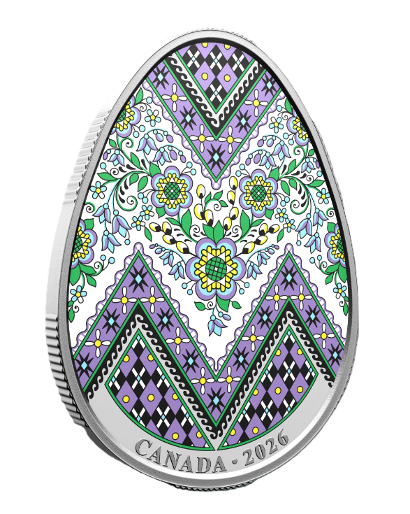 2026 - 20 $ Dollars Canada -  1 oz Argent fin .9999 - Oeuf Pysanka