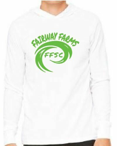 Fairway Farms logo UNISEX JERSEY LONG SLEEVE HOODIE TEE- white