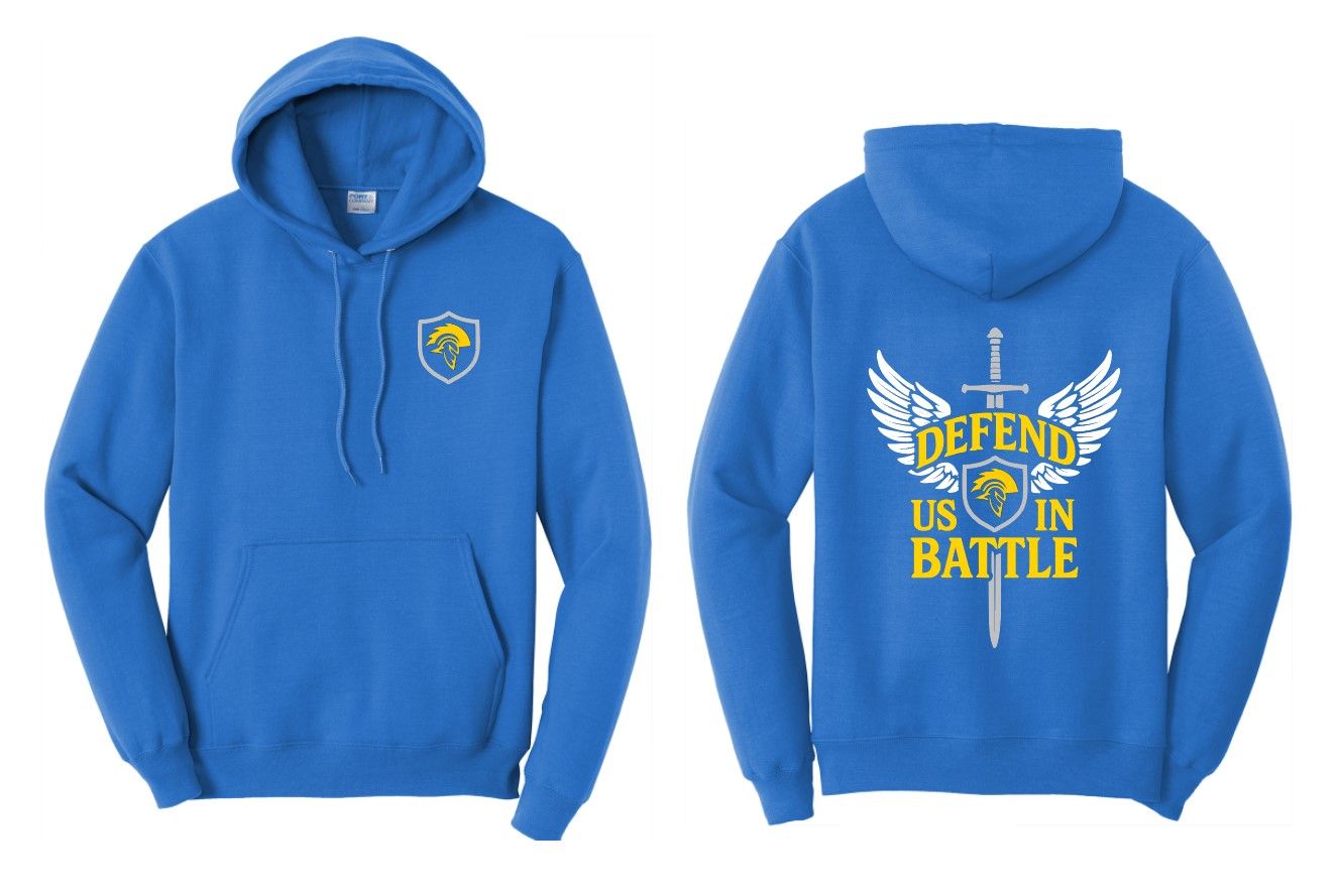 Hooded Sweatshirt - Defend Us In Battle Design