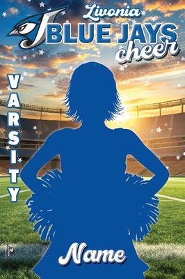 Blue Jays Cheerleader 18oz. vinyl banner.