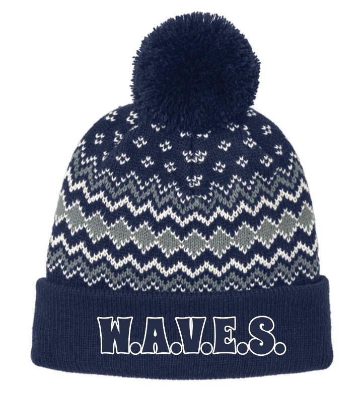 Embroidered Pom Beanie