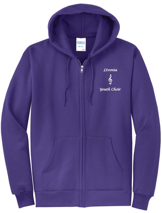 Livonia Youth Choir Embroidered Full-Zip Hoodie - Purple