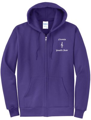 Livonia Youth Choir Embroidered Full-Zip Hoodie - Purple