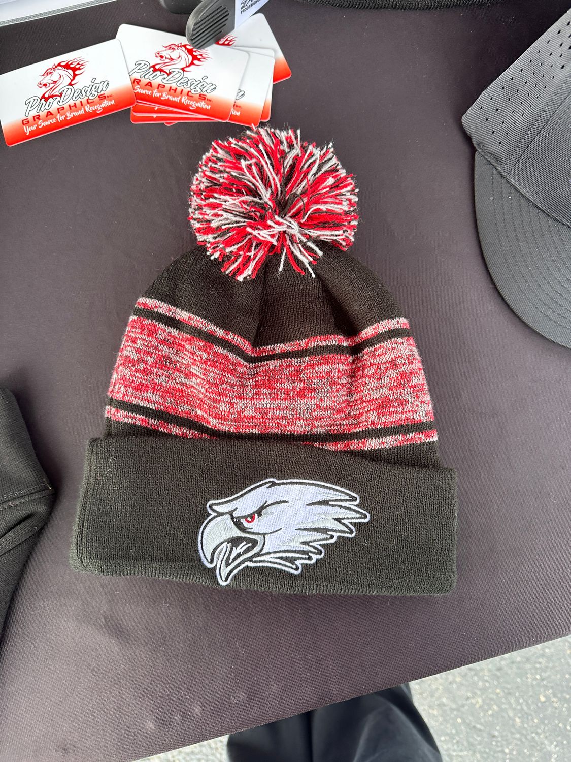 Eagles Stripe Pom Beanie