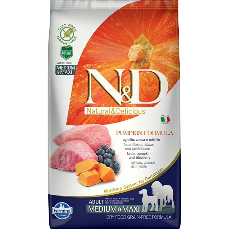 N&amp;D Pumpkin Lamb &amp; Blueberry Med/Maxi, Size: 26.4lb