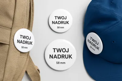 Buton 58 mm z własnym nadrukiem – agrafka, magnes lub otwieracz do kapsli