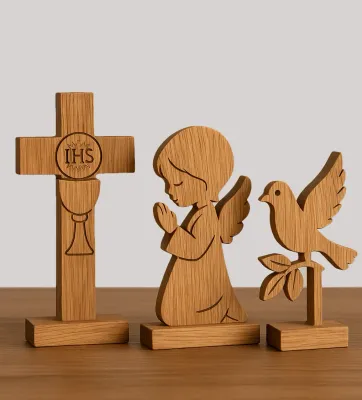 Dębowa statuetka okolicznościowa – naturalne drewno, personalizacja, ręczne wykończenie