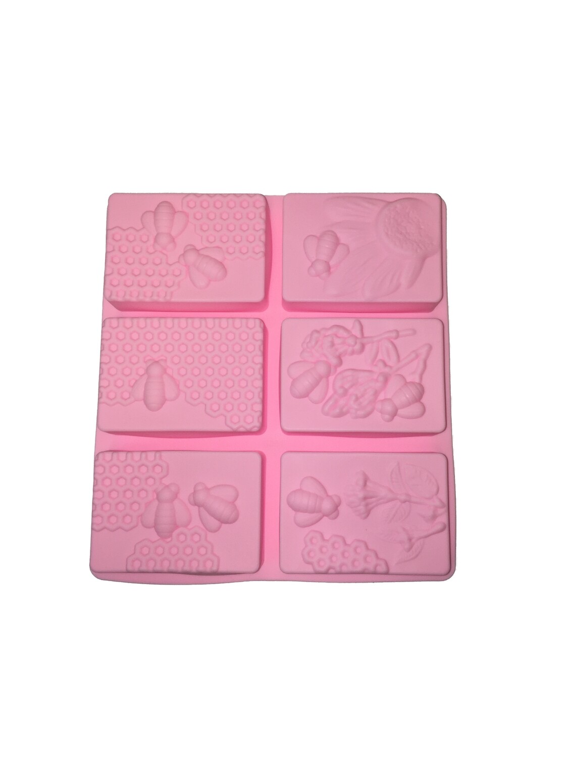 6 Cavity Rectangle Honey Bee &amp; Flower Soap Mold