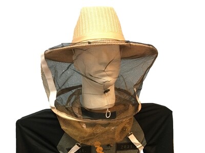 Straw Hat Veil with Arm Straps