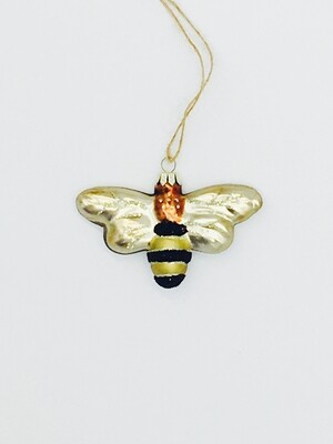 Honey Bee Ornament, Coated Glass