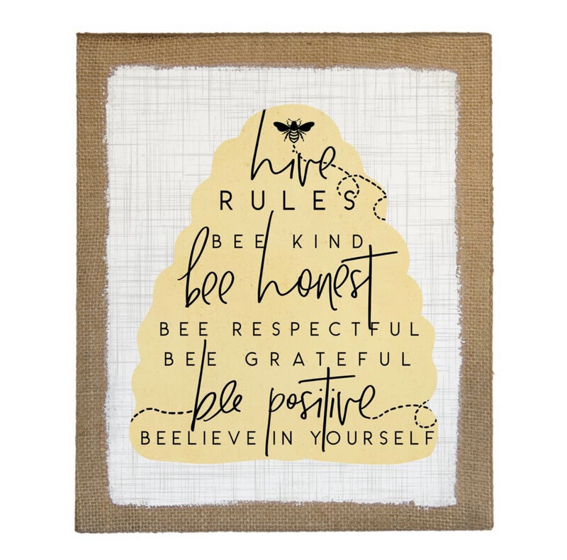 Hive Rules Burlap Sign