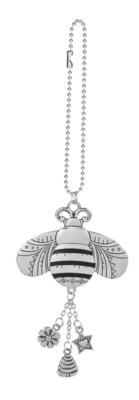 Rear View Mirror Silver Bee Car Charm