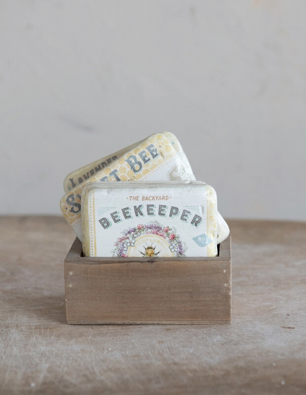 Bee Coasters with Wooden Box