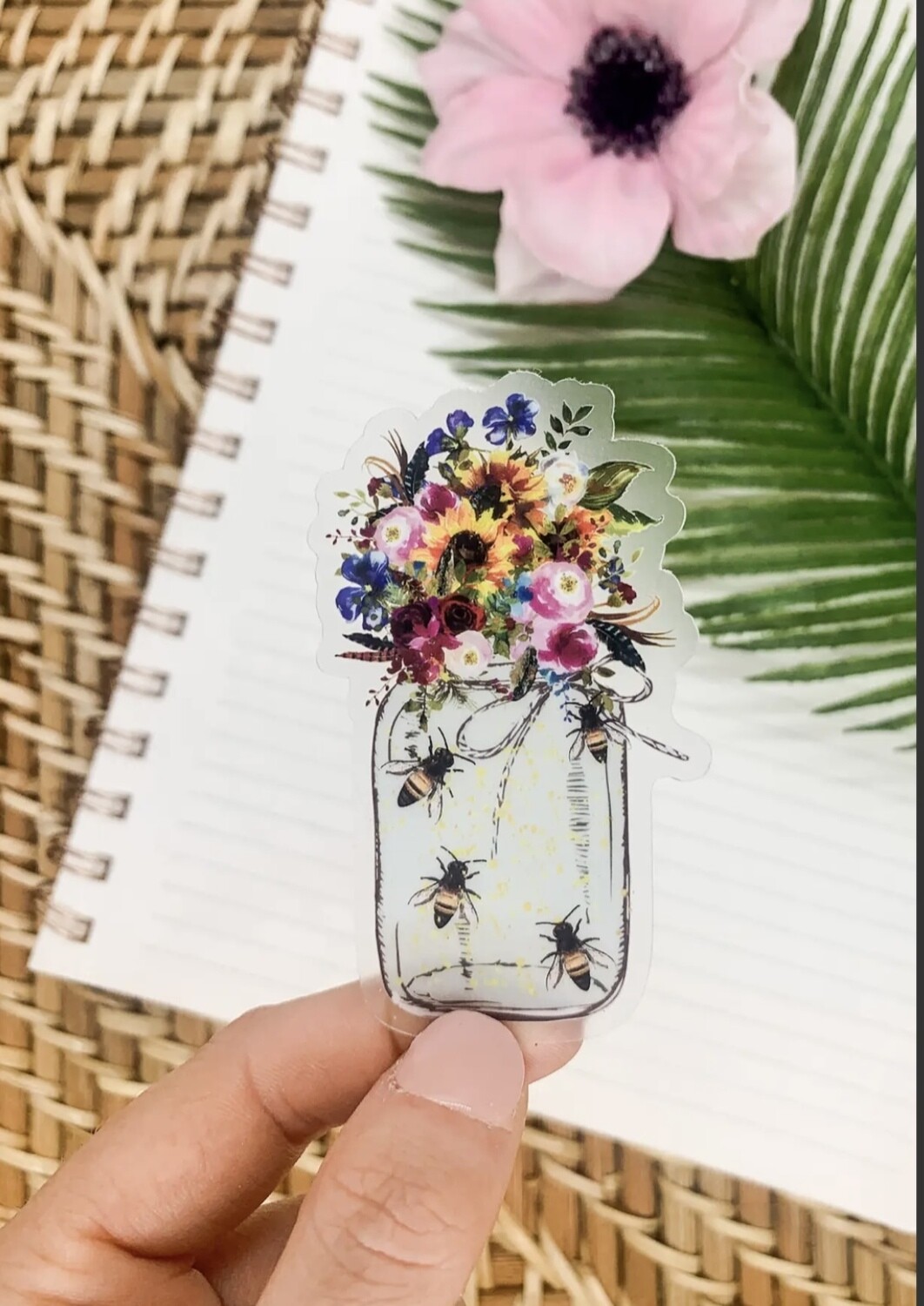 Mason Jar Honey Bee Decal Sticker
