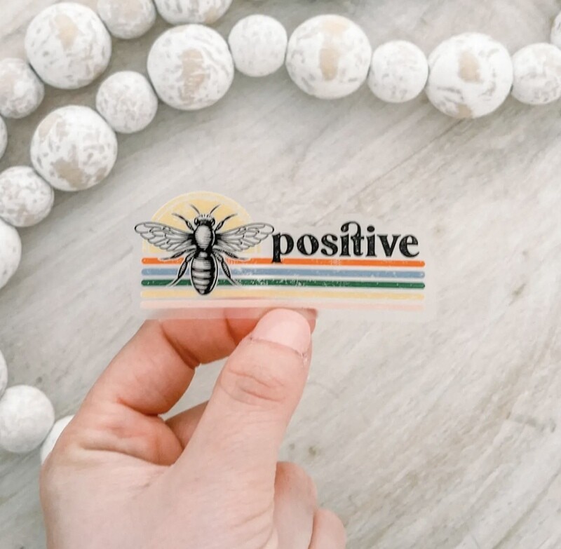 Bee Positive Retro Decal Sticker