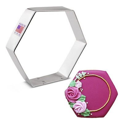 Bakerlogy Honeycomb Hexagon Cookie Cutter - Plastic, Dishwasher Safe, Beehive Theme, 1 Pack