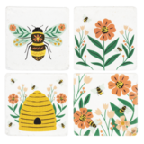 Bee Floral Coasters Set of 4