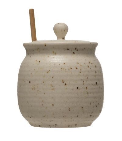 White Speckled Honey Pot