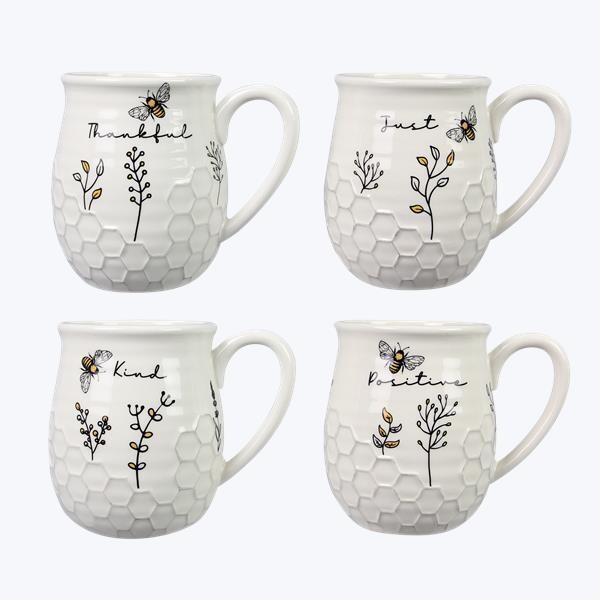 Ceramic Honey Bee Floral Mug