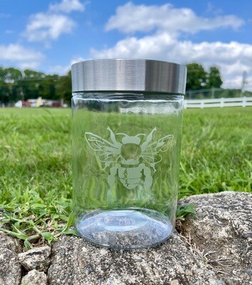 Hand Etched Glass Storage Jar with Lid