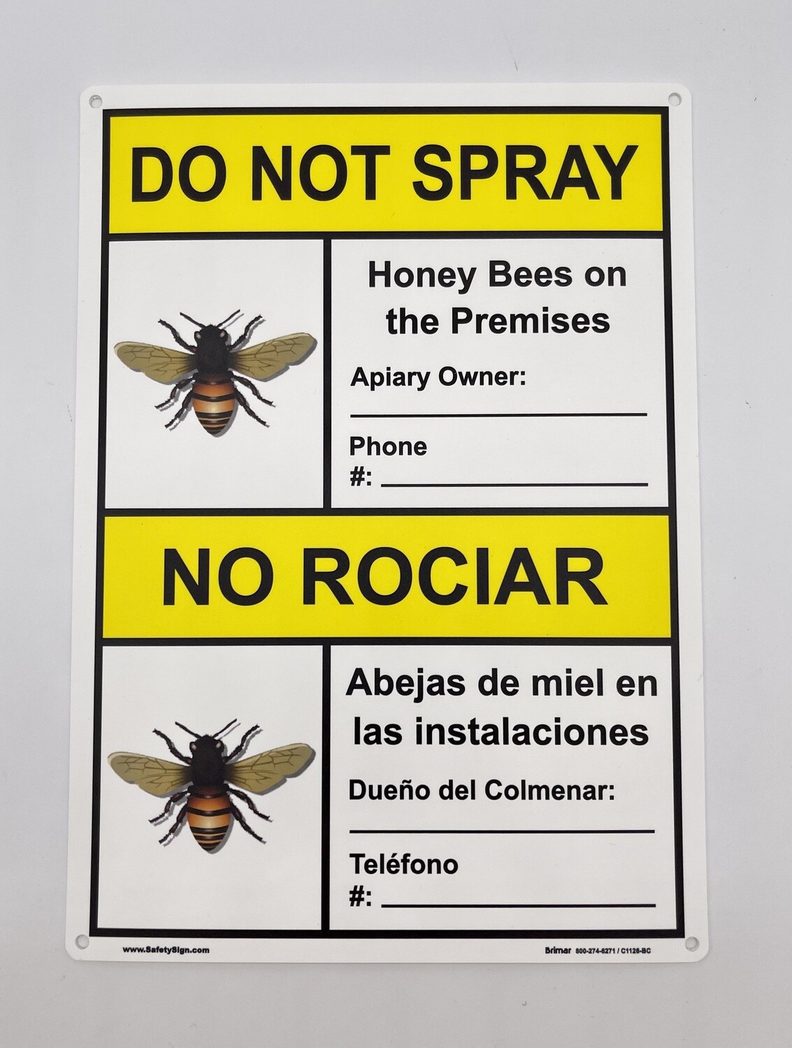 Bilingual Do Not Spray Sign